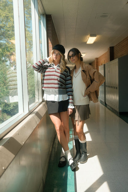 Morgan Striped Sweater in Grey