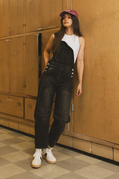 Tansy Denim Overalls in Black - FINAL SALE