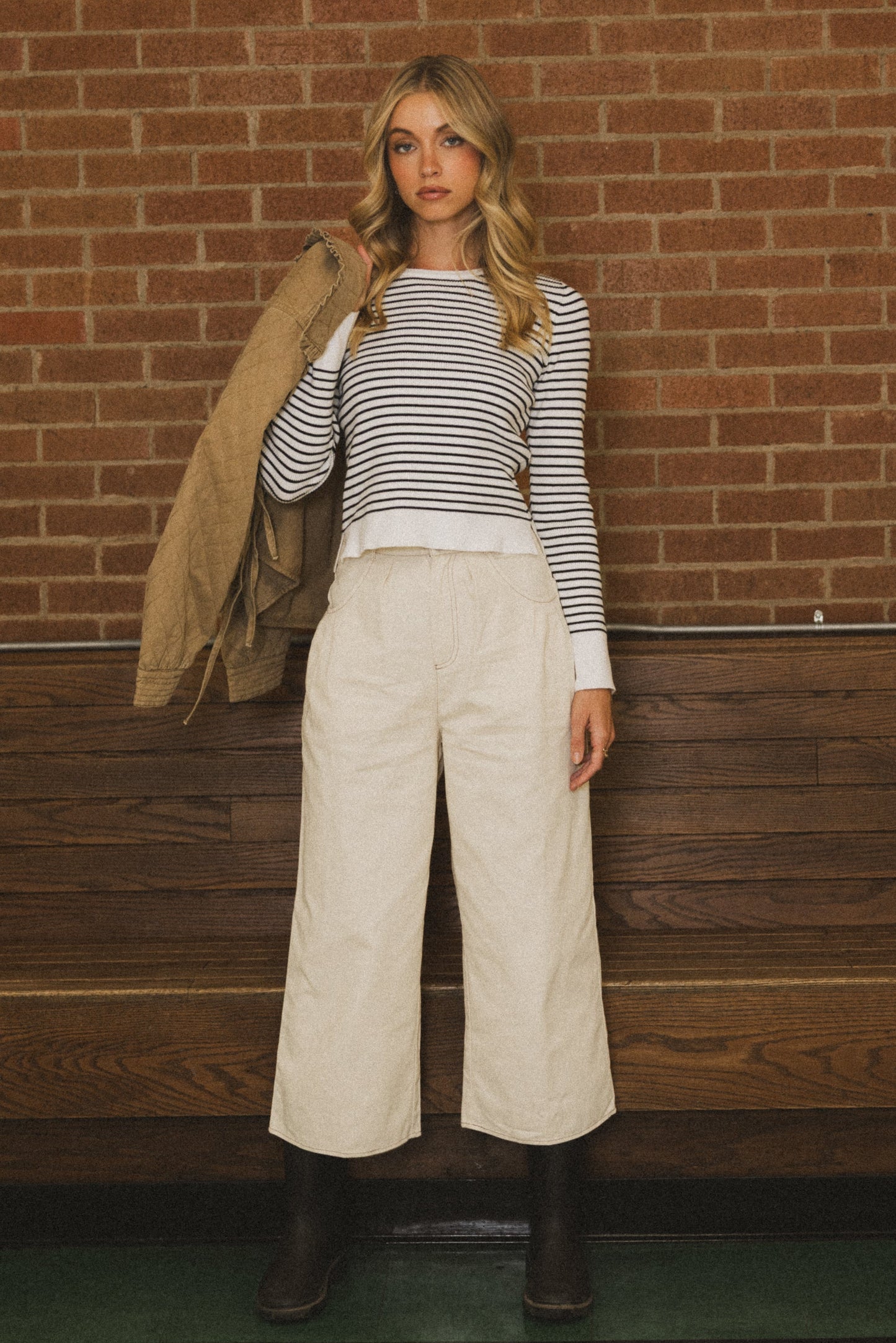 Casey Cropped Wide Leg Pants in Ivory - FINAL SALE