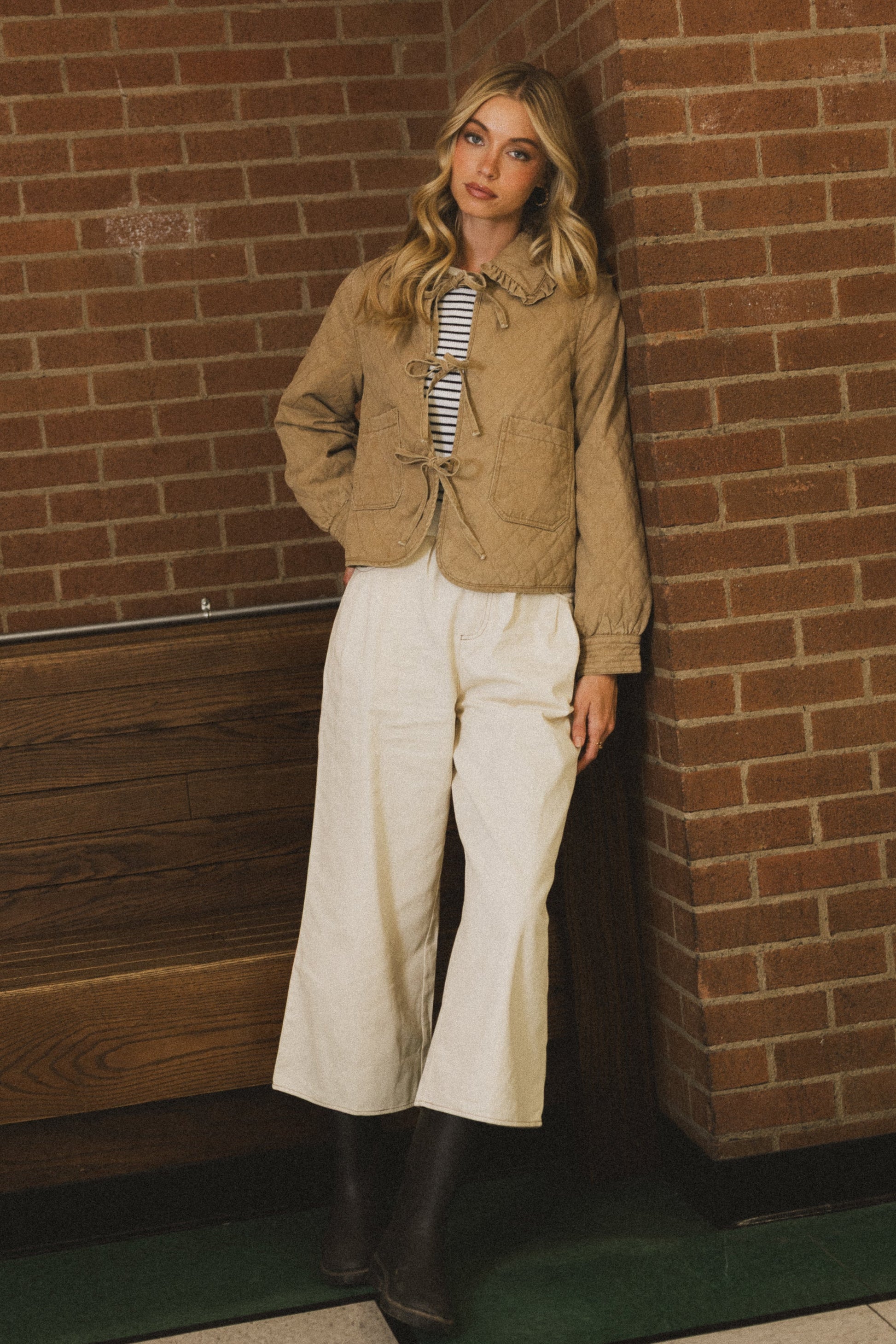 Casey Cropped Wide Leg Pants in Ivory - FINAL SALE
