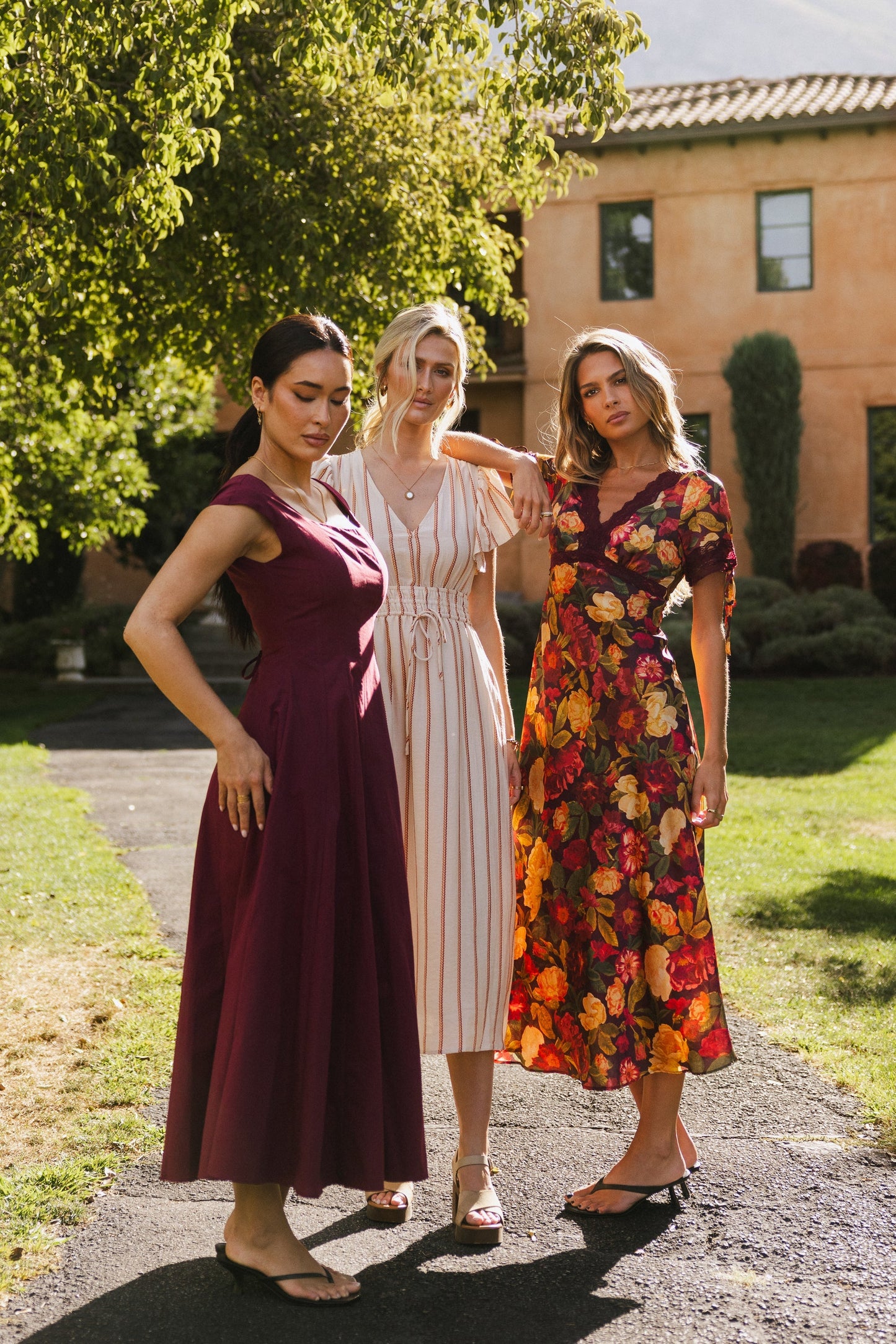 Colin Midi Dress in Burgundy - FINAL SALE