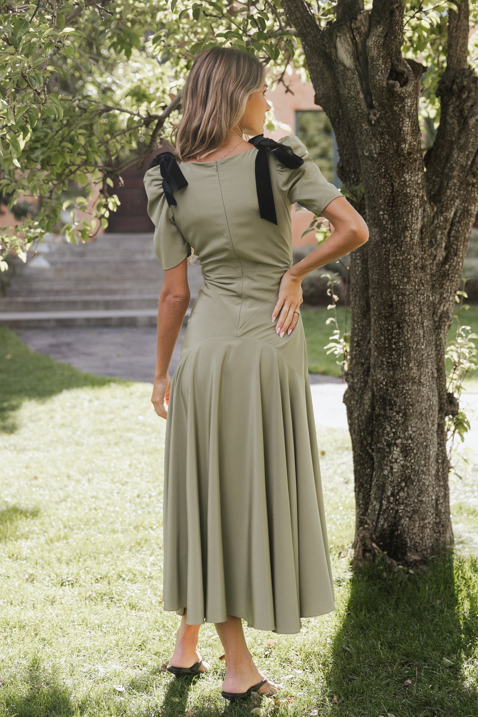 Nellie Drop Waist Maxi Dress in Sage - FINAL SALE