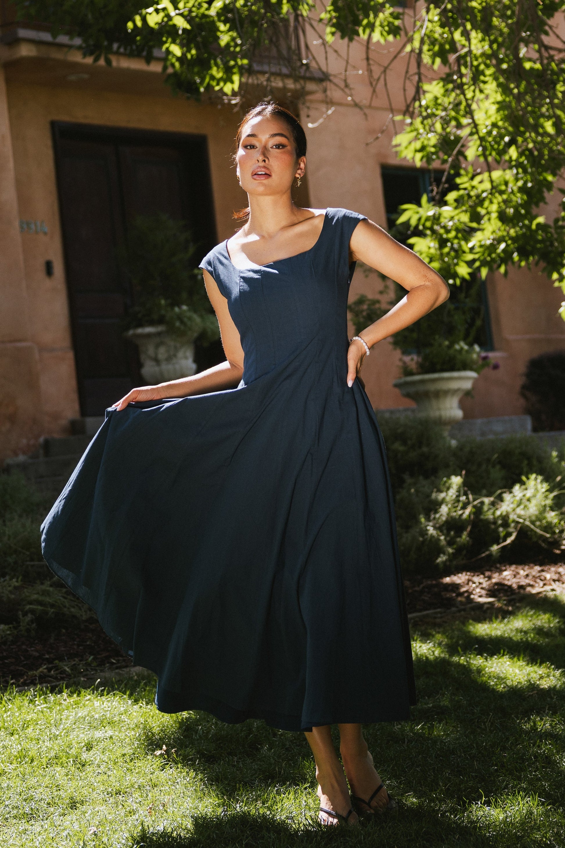 Colin Midi Dress in Navy - FINAL SALE