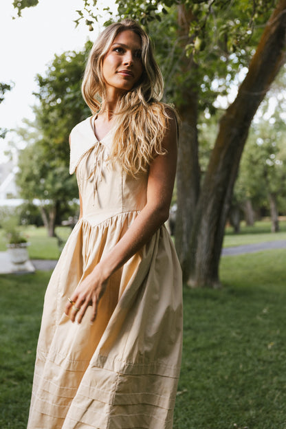 Louie Collared Midi Dress in Taupe - FINAL SALE