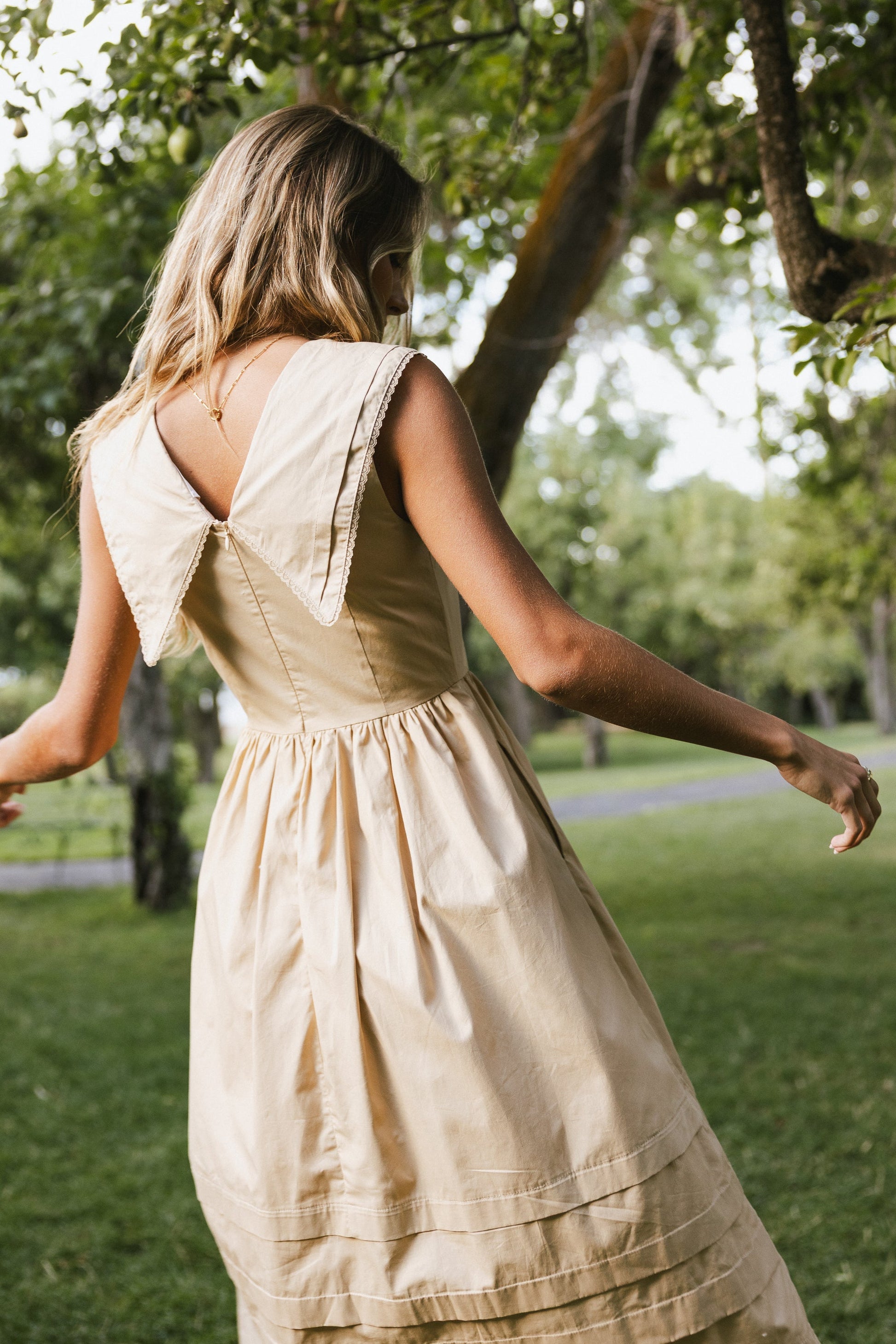 Louie Collared Midi Dress in Taupe - FINAL SALE