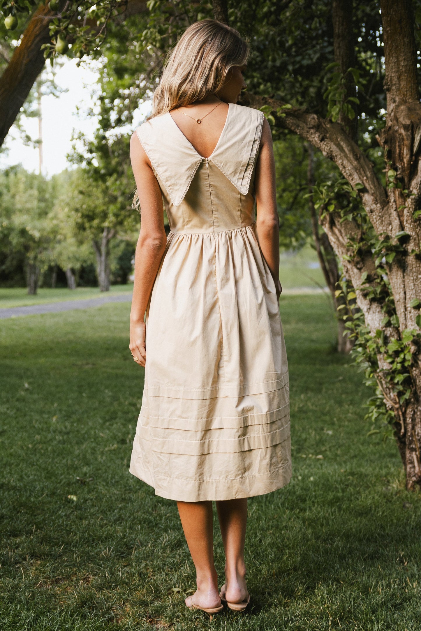 Louie Collared Midi Dress in Taupe - FINAL SALE