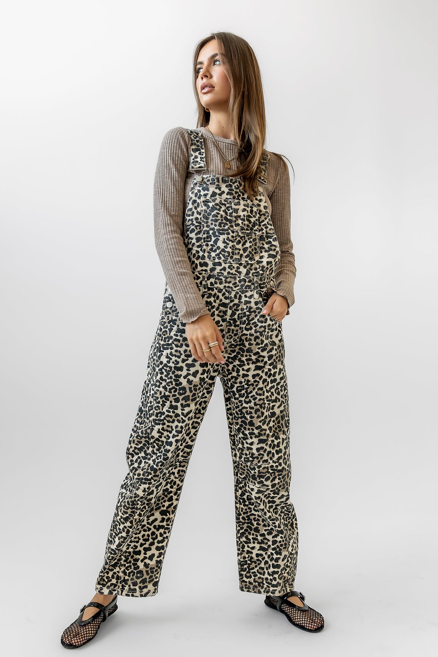 Tansy Denim Overalls in Leopard - FINAL SALE