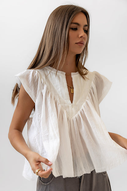 Leia Blouse in Cream - FINAL SALE