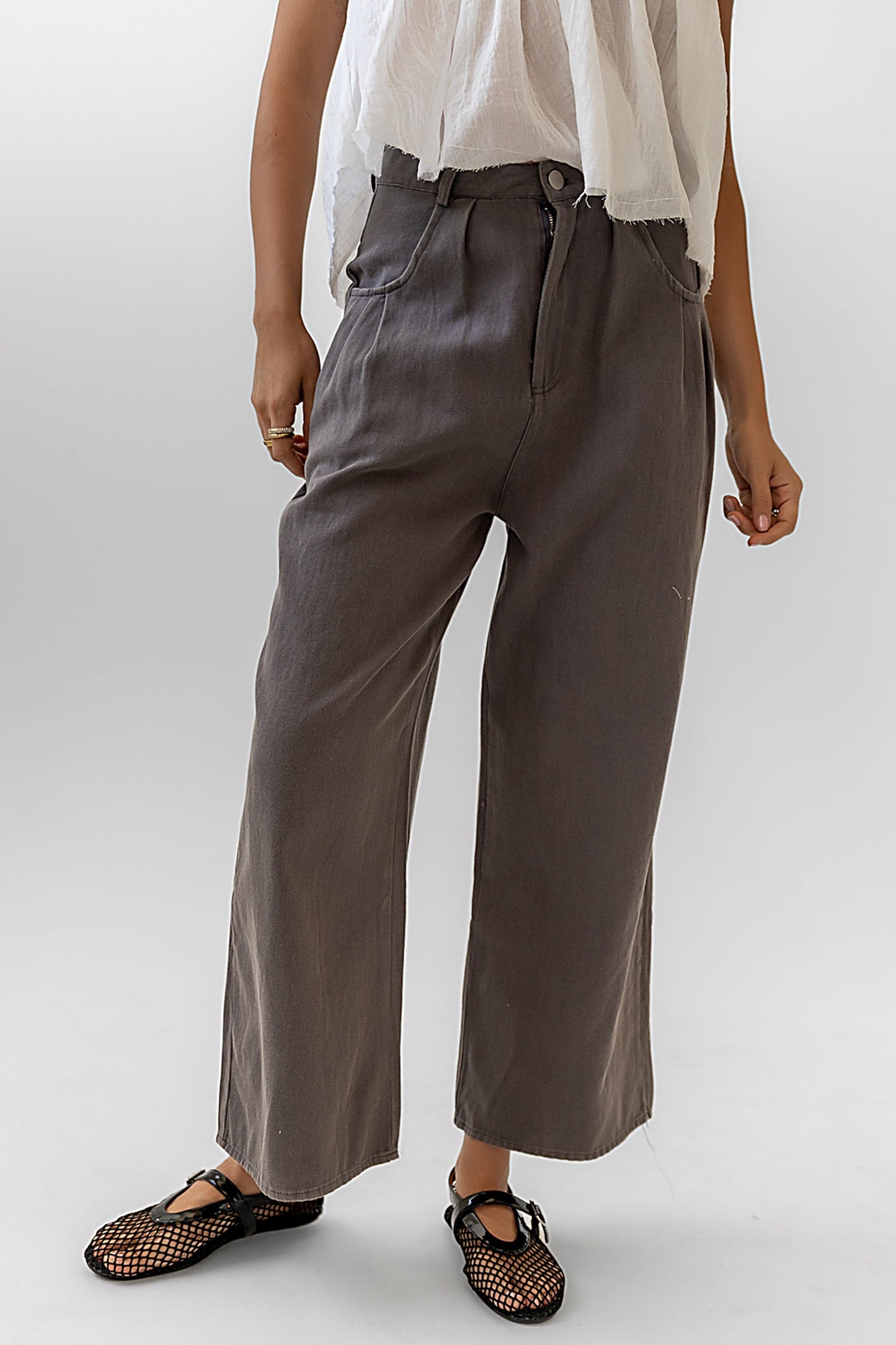 Casey Cropped Wide Leg Pants in Grey - FINAL SALE