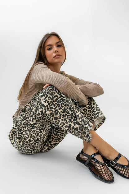 Tansy Denim Overalls in Leopard - FINAL SALE