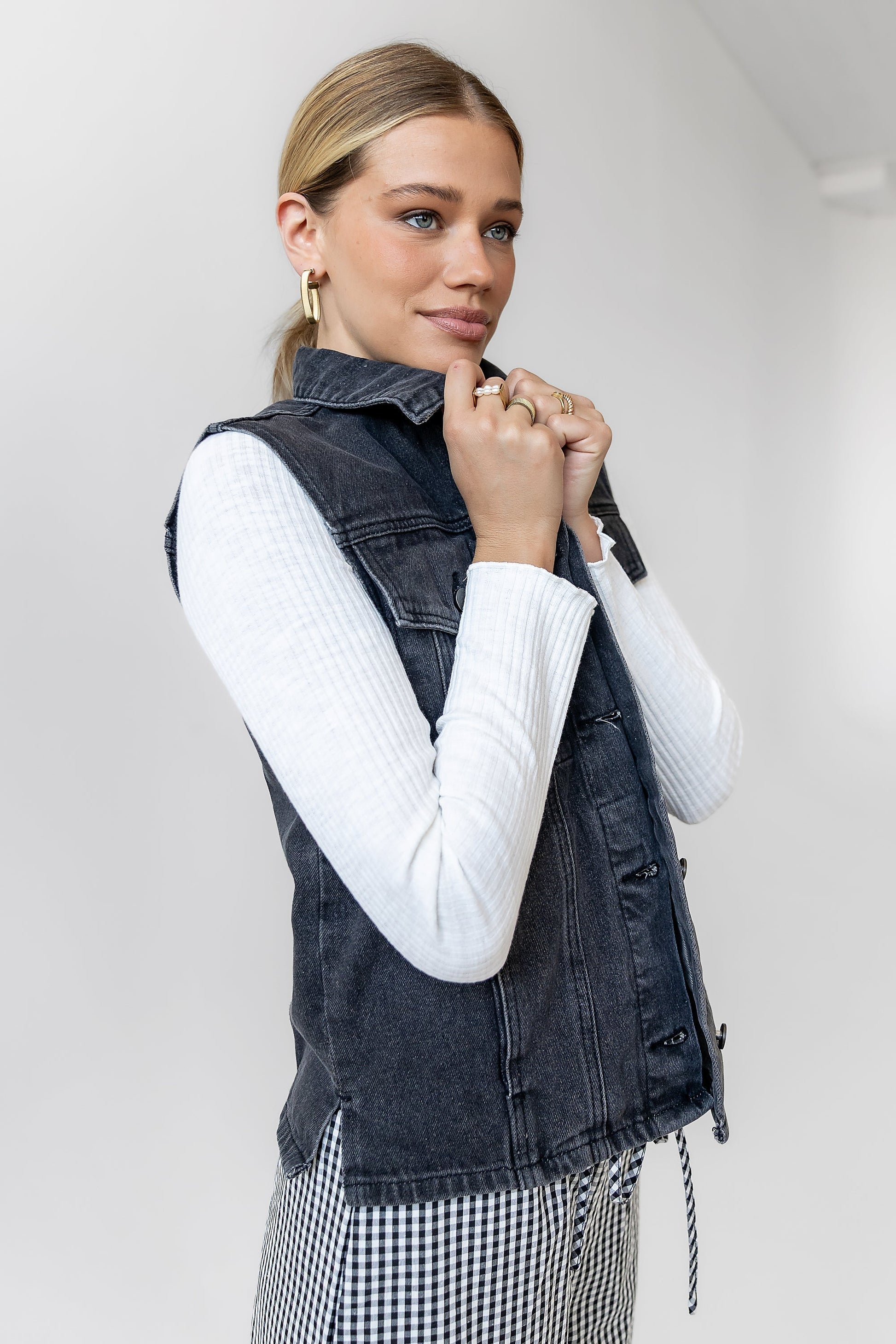 Jasmine Denim Vest in Black