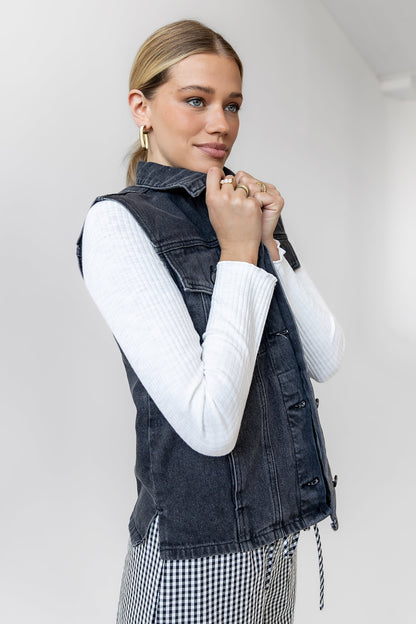 Jasmine Denim Vest in Black