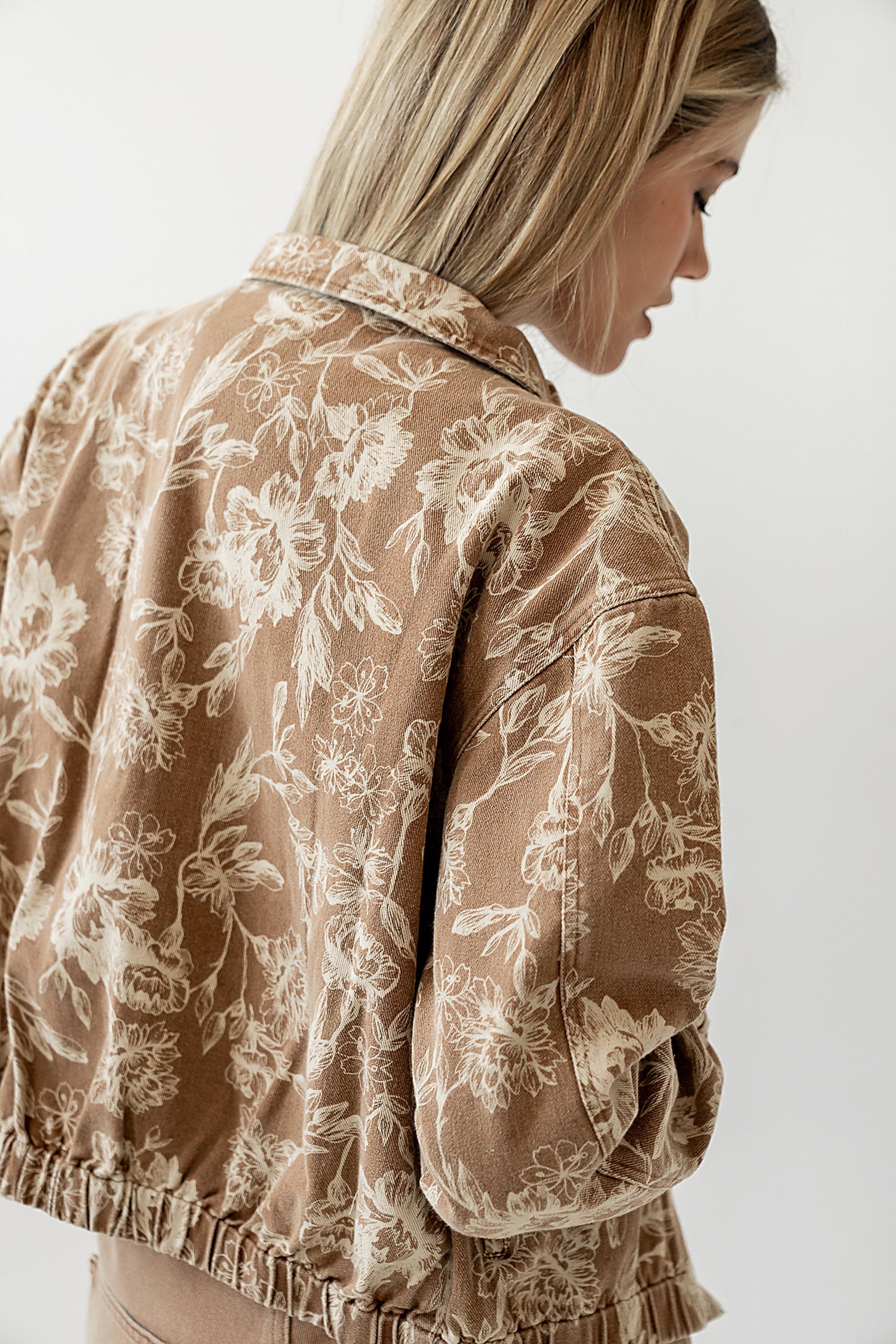 Kellie Floral Bomber Jacket in Camel - FINAL SALE