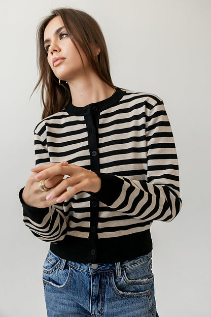 Kali Striped Sweater in Taupe - FINAL SALE