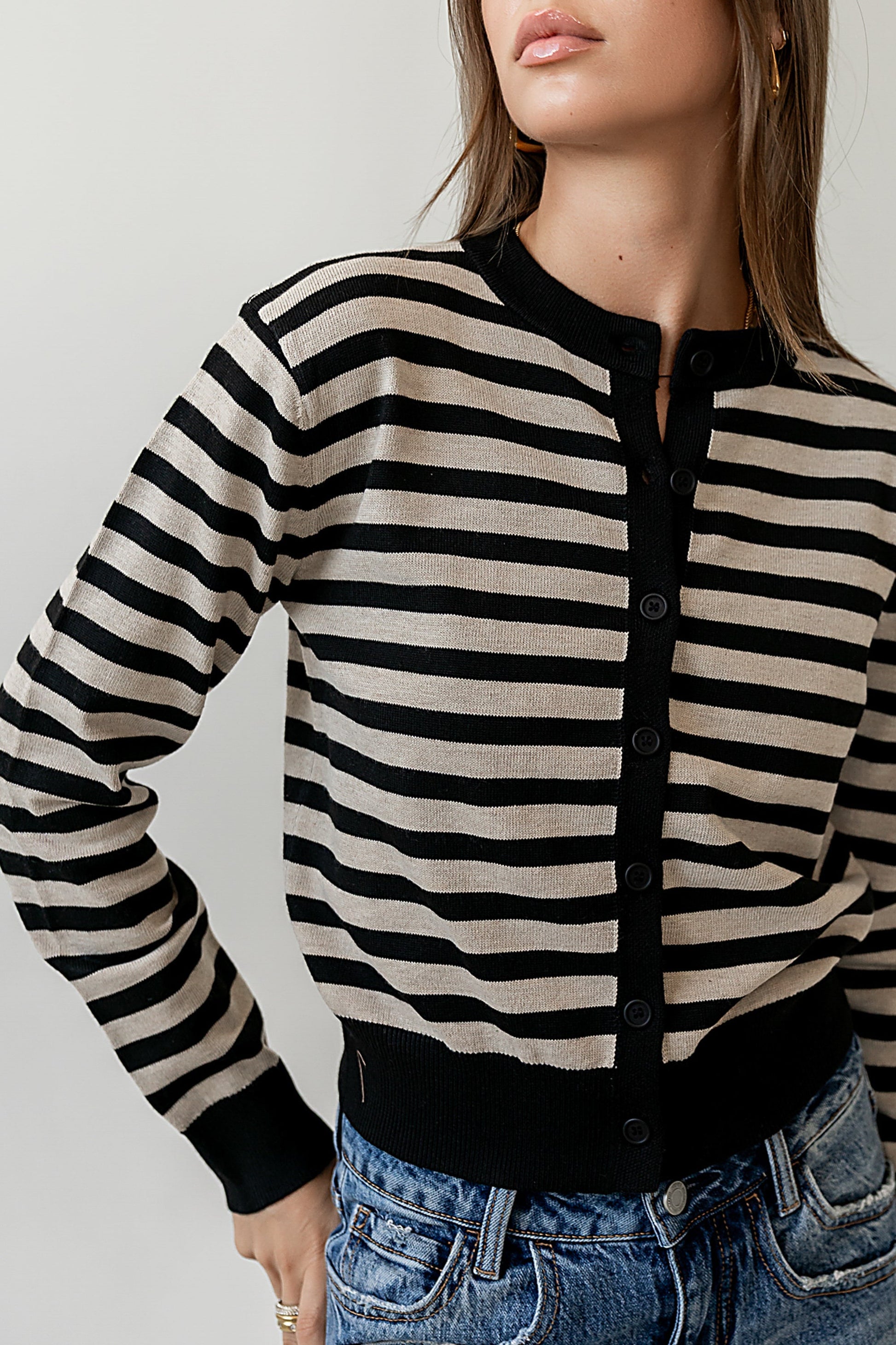 Kali Striped Sweater in Taupe - FINAL SALE