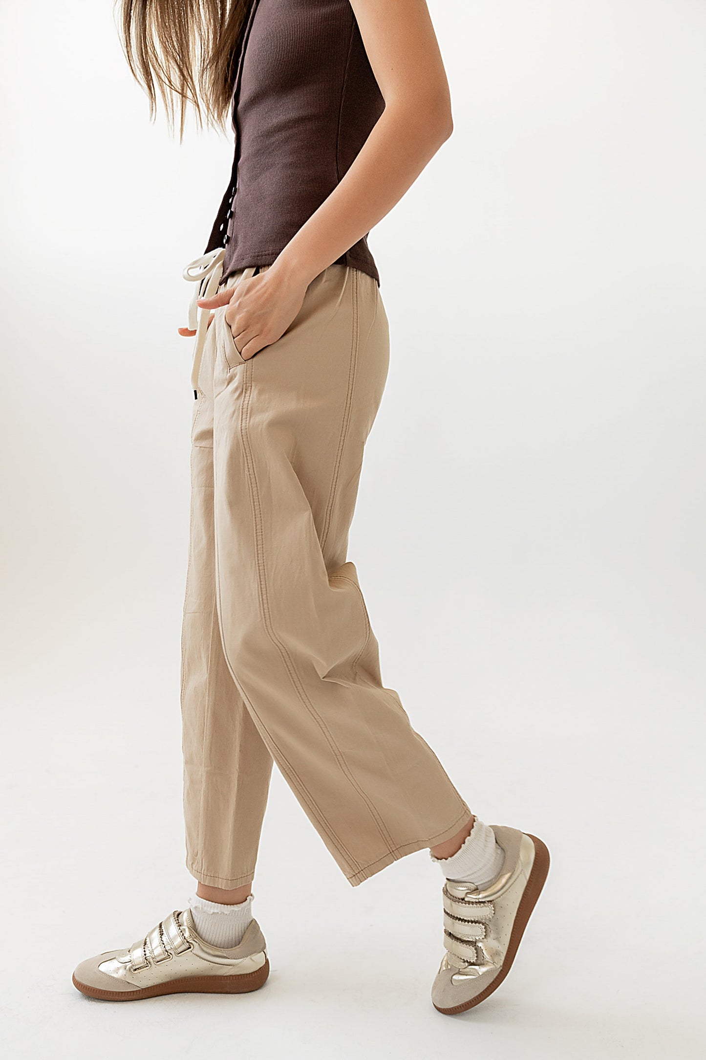 Khai Cropped Pants in Tan - FINAL SALE