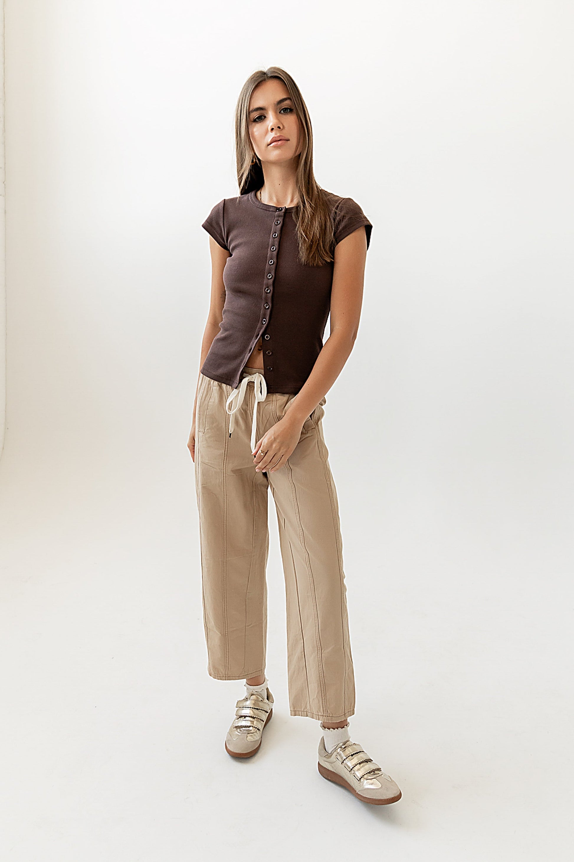 Khai Cropped Pants in Tan - FINAL SALE