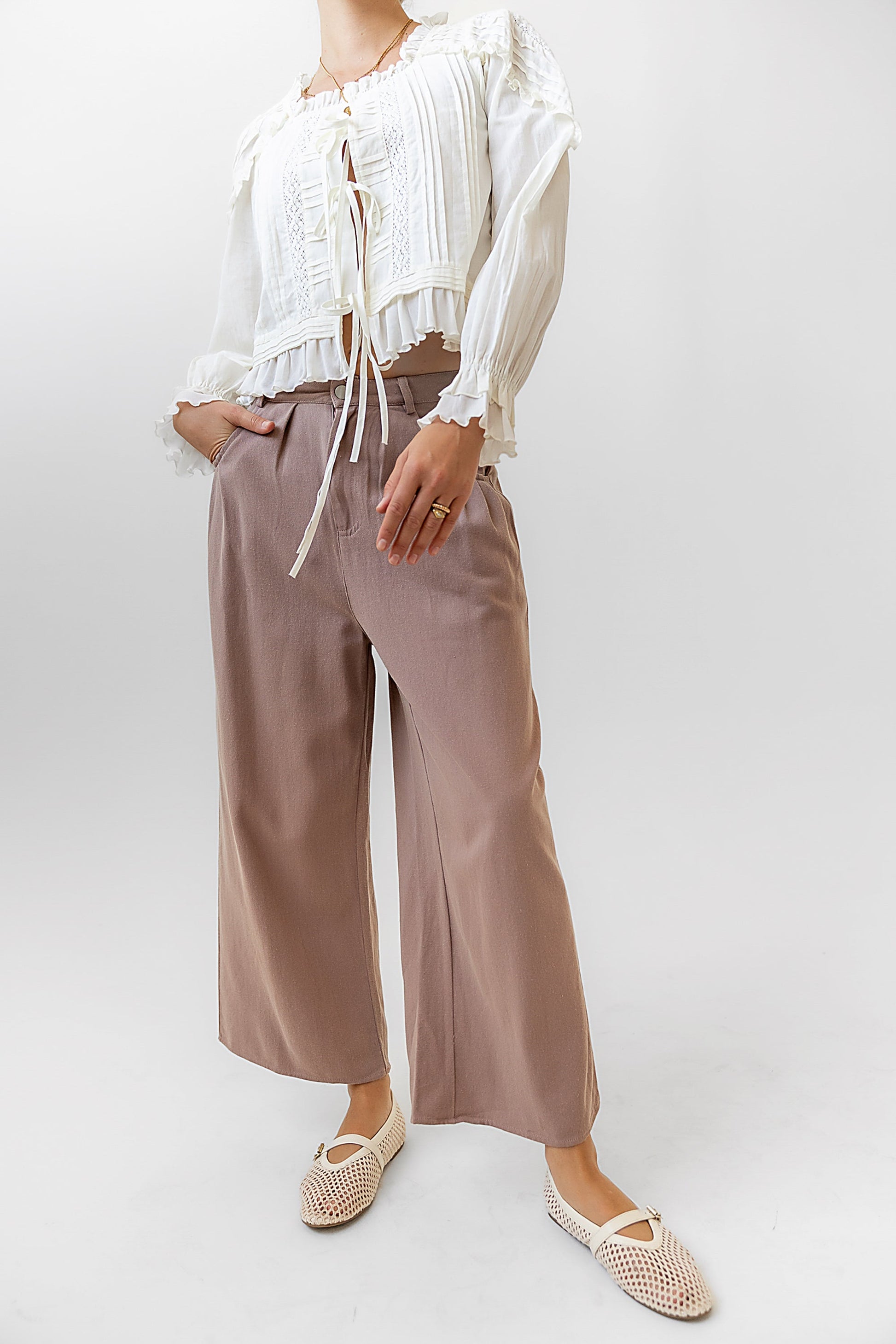 Casey Cropped Wide Leg Pants in Mauve - FINAL SALE