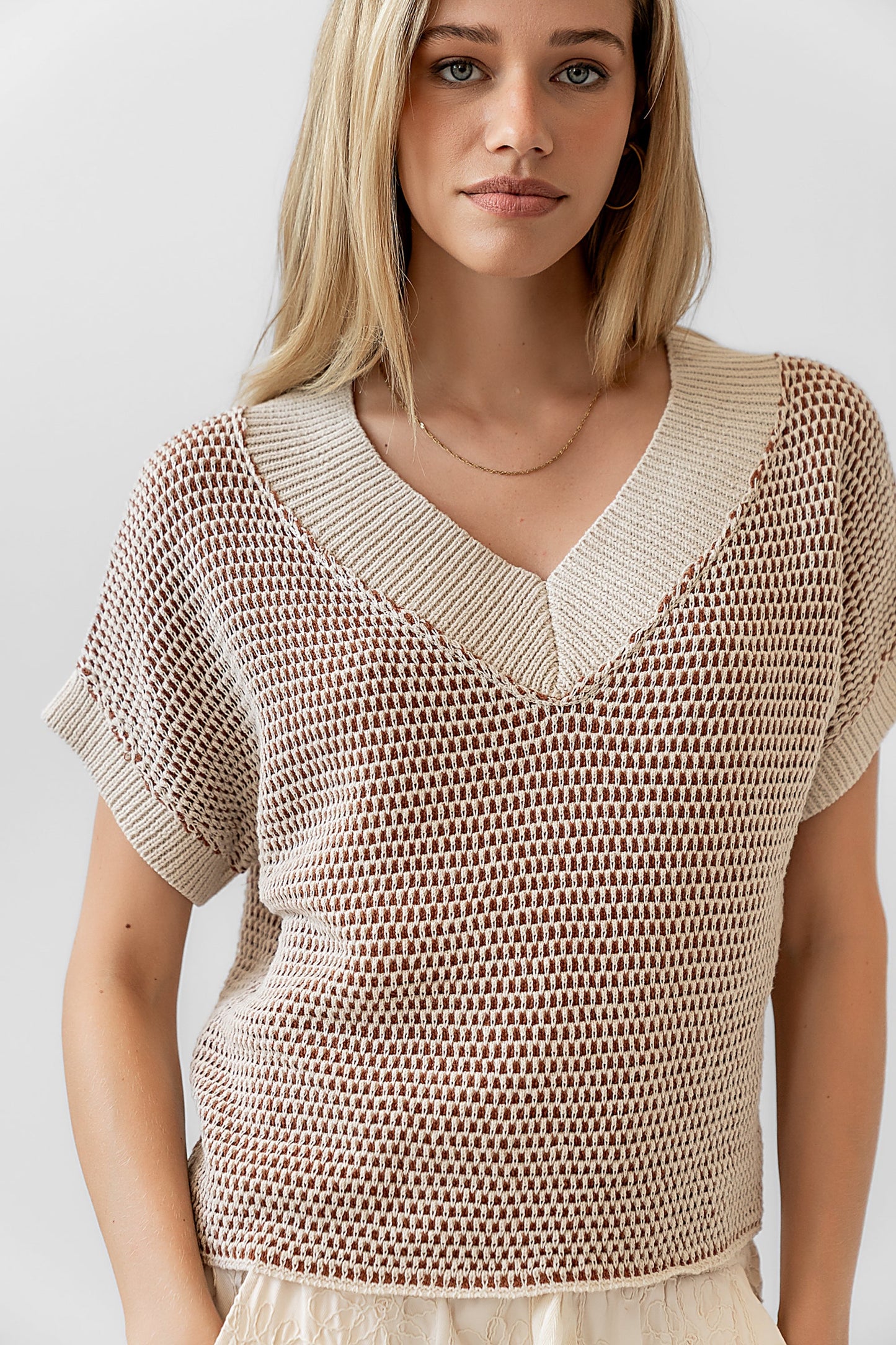Saige Contrast Sweater in Oatmeal - FINAL SALE