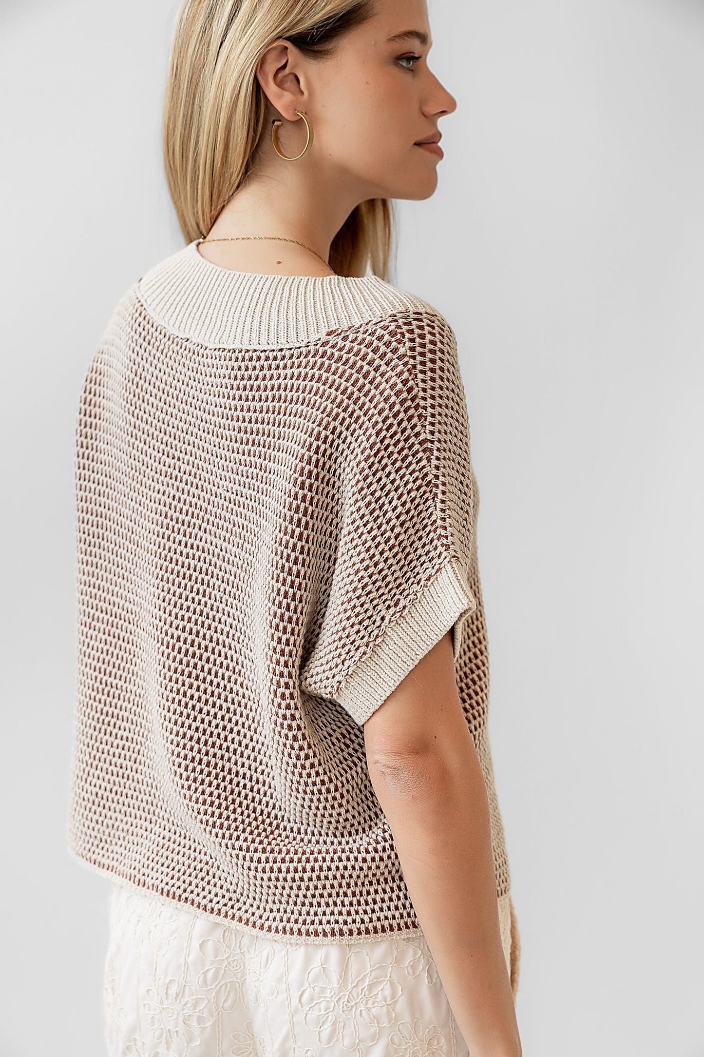 Saige Contrast Sweater in Oatmeal - FINAL SALE
