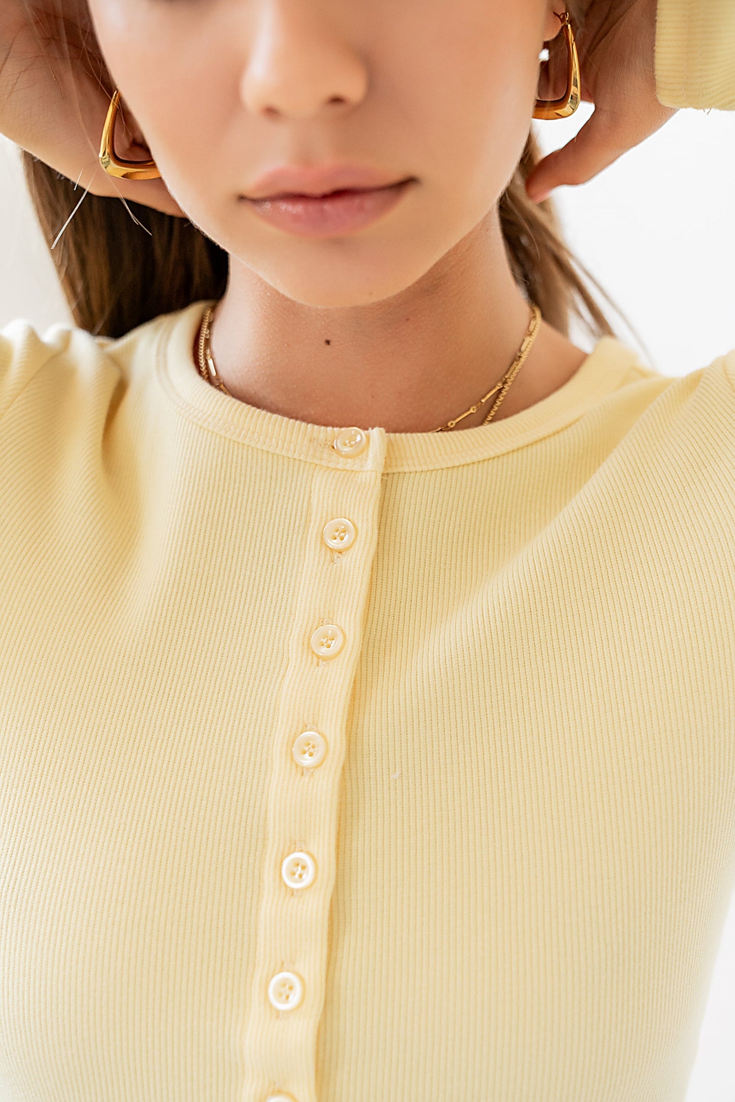 Mia Button Up Top in Yellow - FINAL SALE