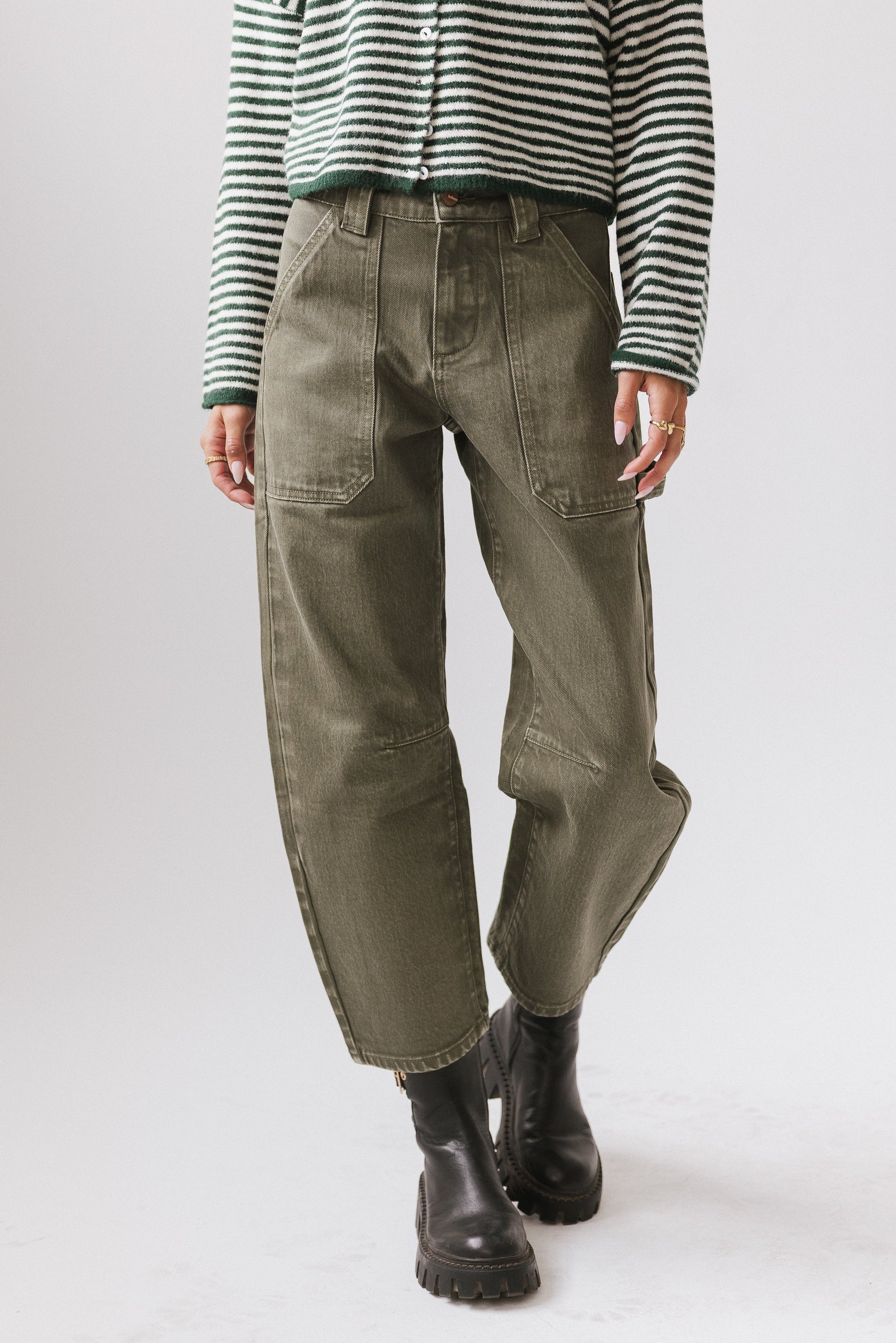 Scottie Barrel Jeans in Olive - FINAL SALE
