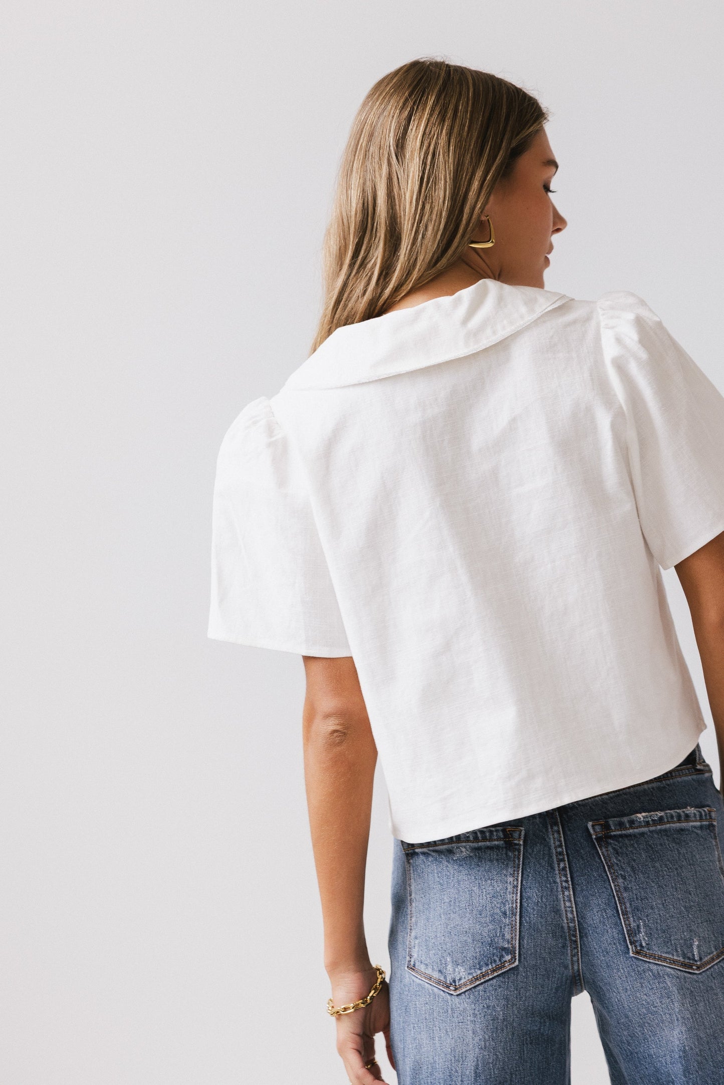 Ethan Tie Front Blouse in White - FINAL SALE