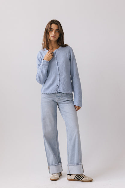 Azuline Knit Cardigan in Powder Blue
