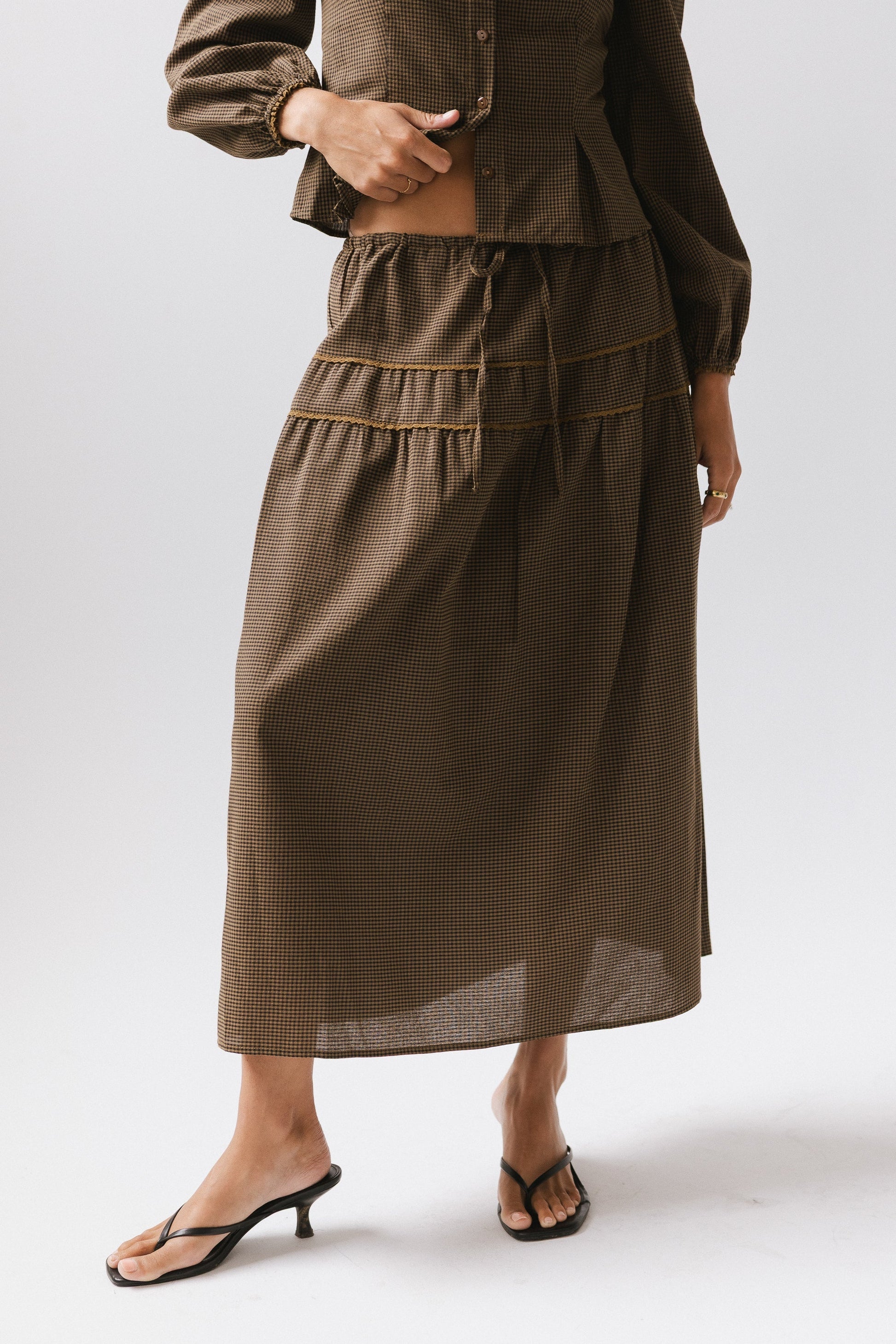 Keira Gingham Midi Skirt - FINAL SALE