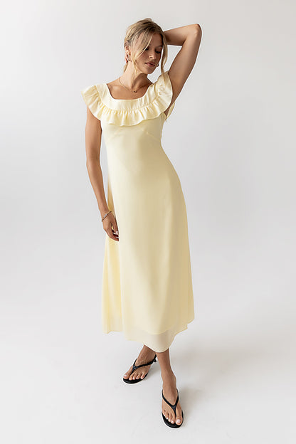 Lydia Ruffle Maxi Dress in Yellow - FINAL SALE