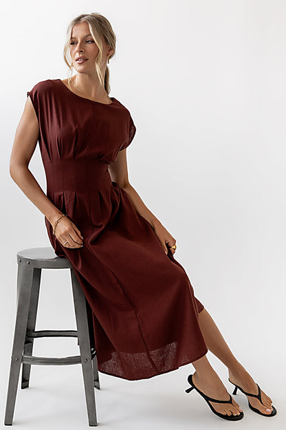Matilda Pleated Maxi Dress in Rust - FINAL SALE