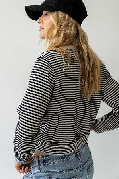 Josy Button Front Cardigan in Dusty Blue