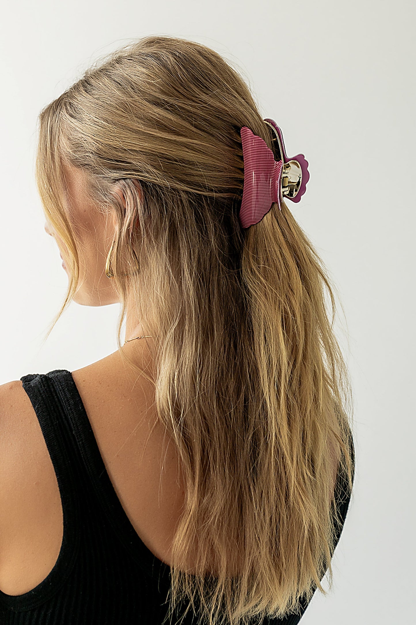 Striped Claw Clip in Burgundy