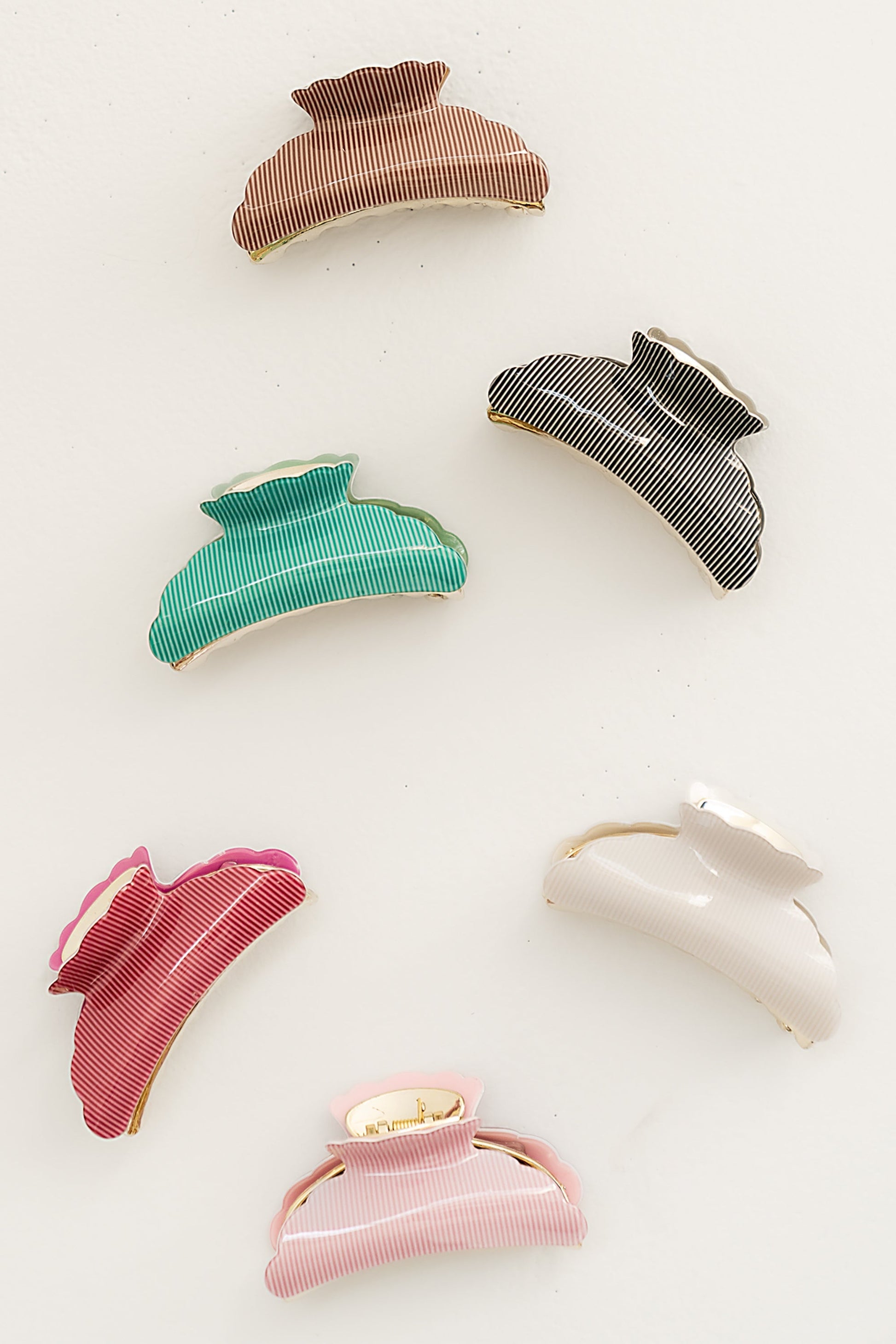 Striped Claw Clip in Ivory