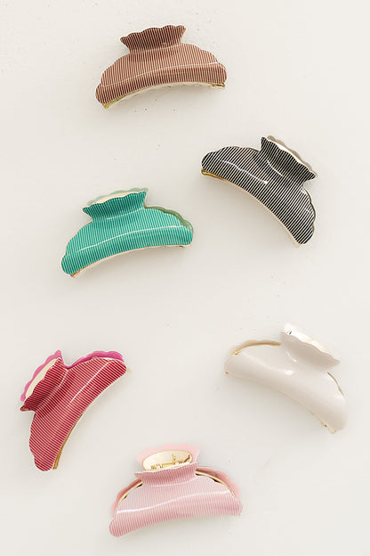 Striped Claw Clip in Ivory