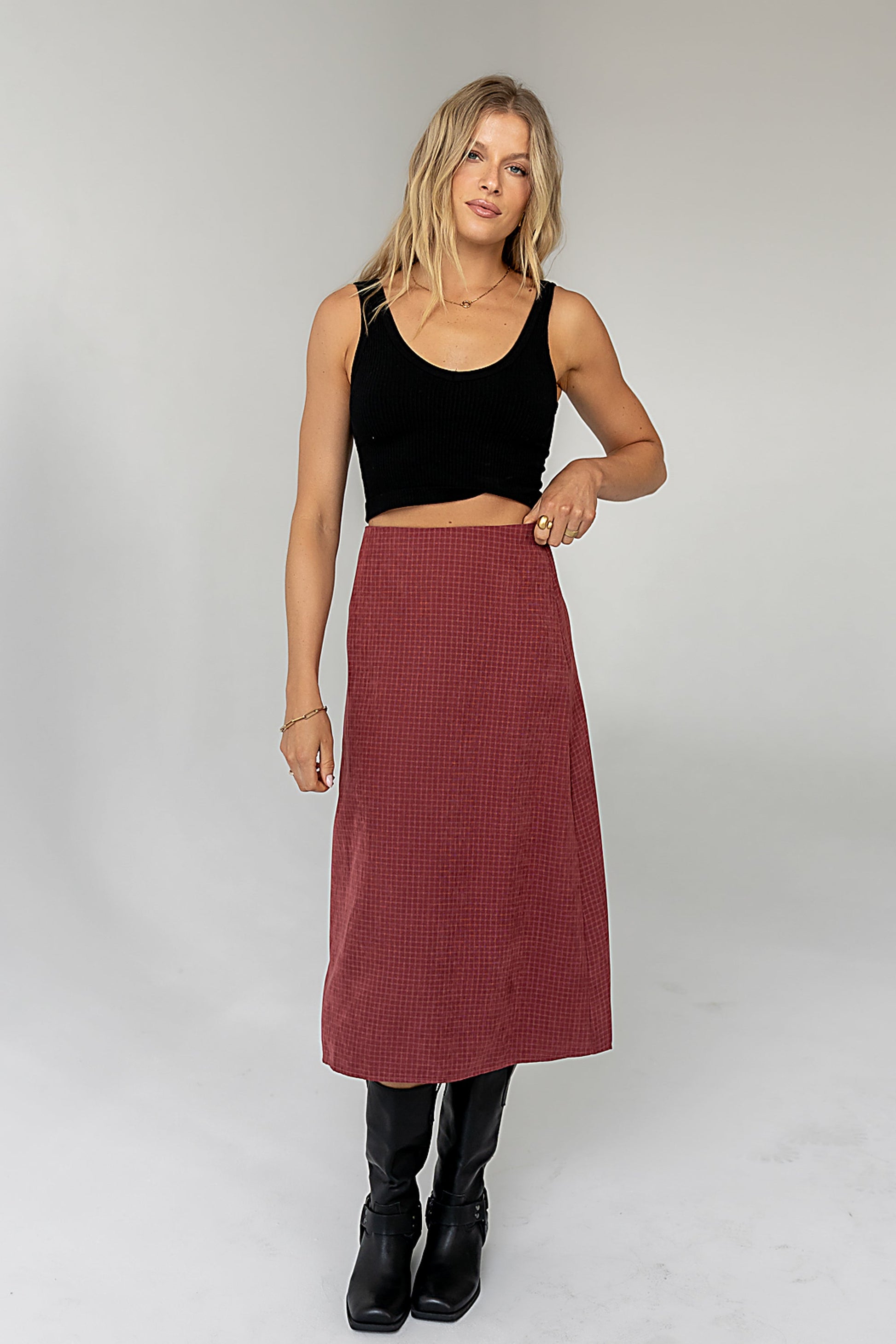 Miley Midi Skirt in Maroon - FINAL SALE