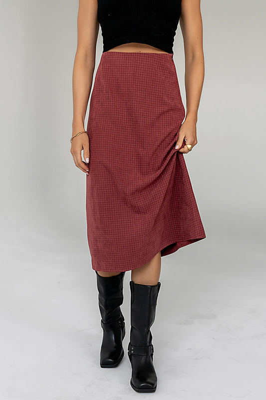 Miley Midi Skirt in Maroon - FINAL SALE