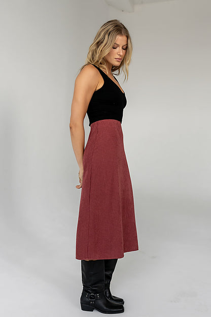 Miley Midi Skirt in Maroon - FINAL SALE