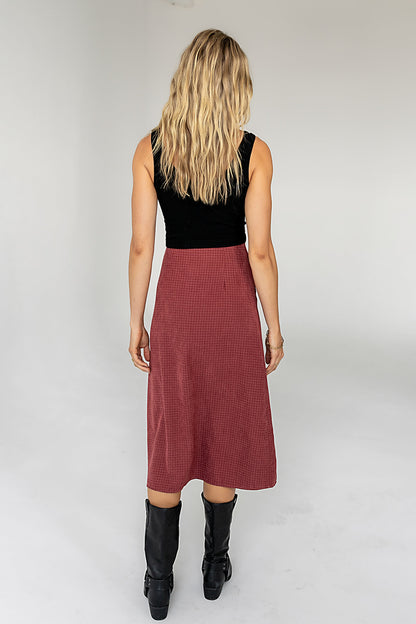 Miley Midi Skirt in Maroon - FINAL SALE