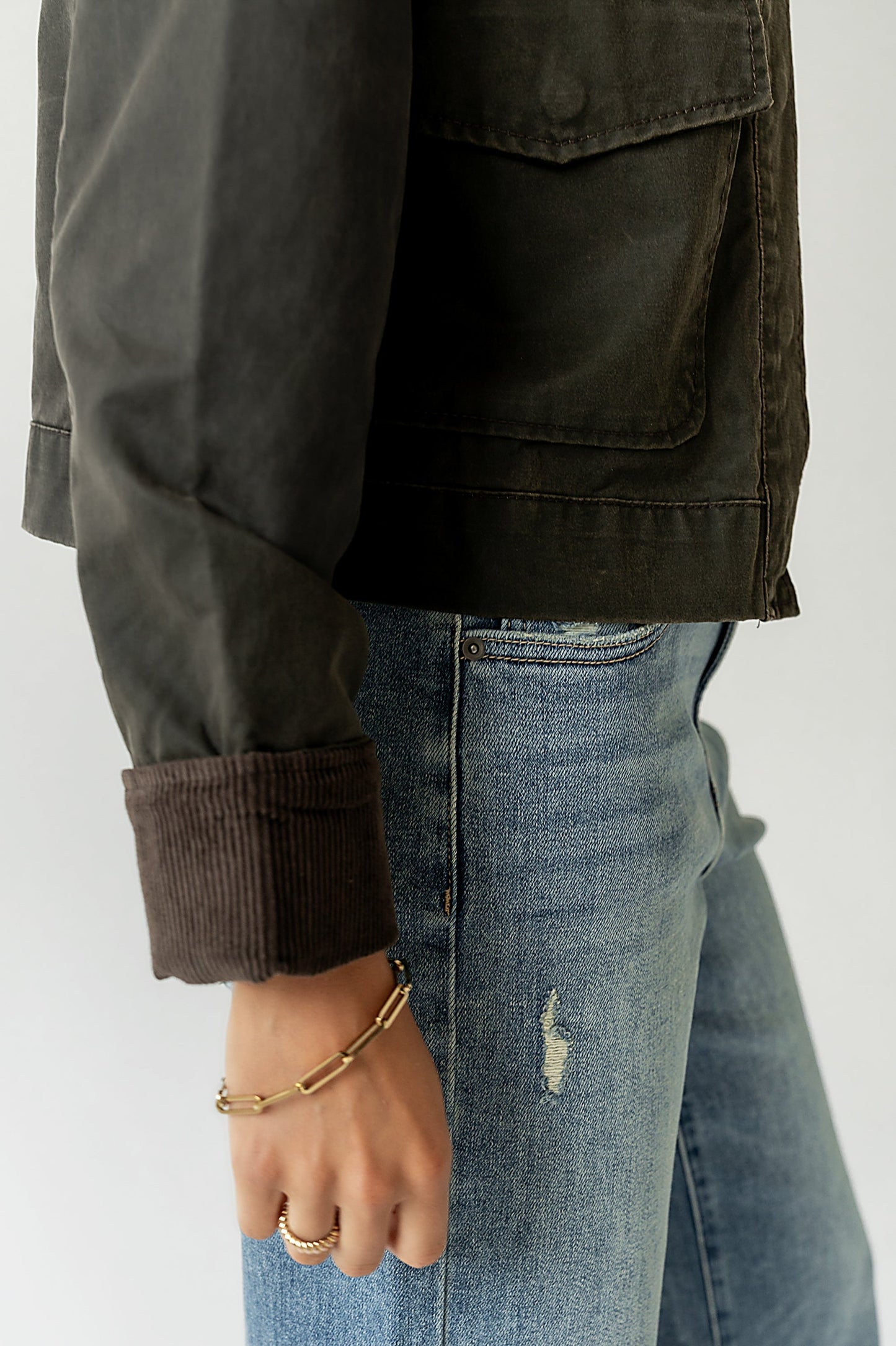 Krue Contrast Jacket in Olive - FINAL SALE