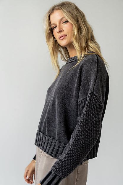 Payton Knit Sweater in Washed Black - FINAL SALE