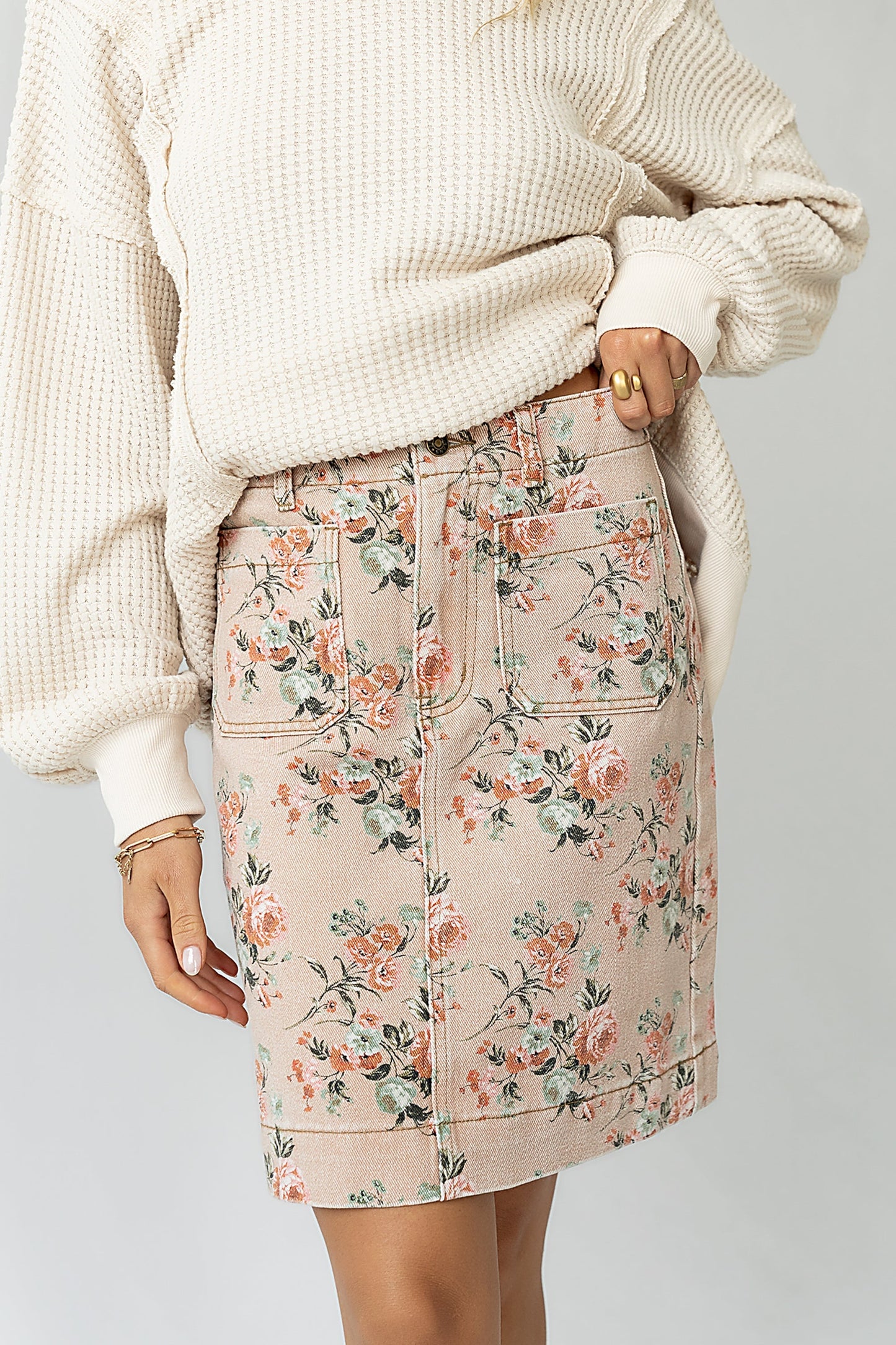 Juno Floral Mini Skirt in Clay - FINAL SALE