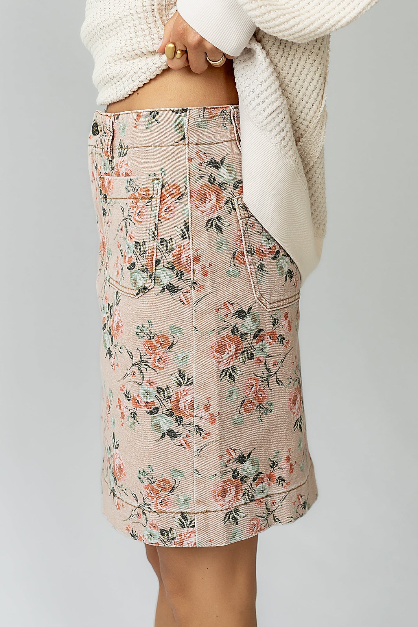 Juno Floral Mini Skirt in Clay - FINAL SALE