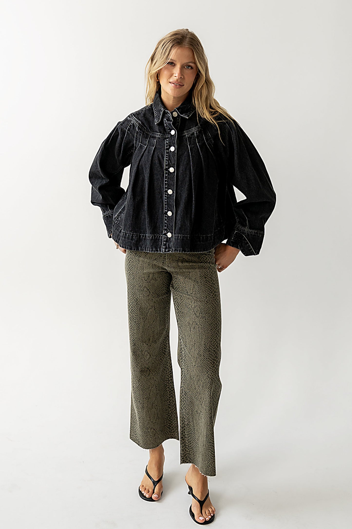 Lennon Denim Jacket in Washed Black - FINAL SALE