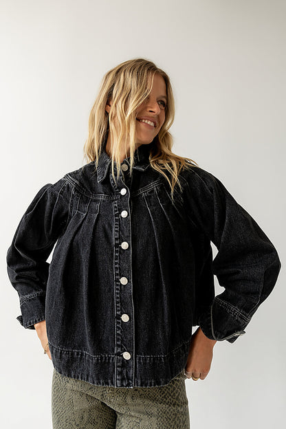 Lennon Denim Jacket in Washed Black - FINAL SALE