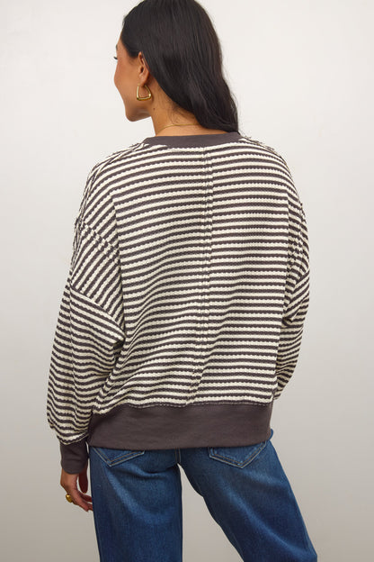 Wells Striped Top in Charcoal