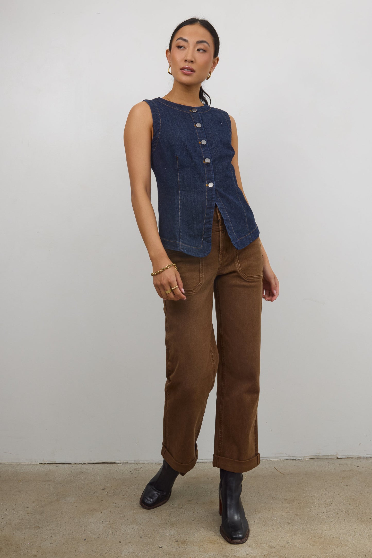 Amber Wide Leg Jeans in Brown - FINAL SALE