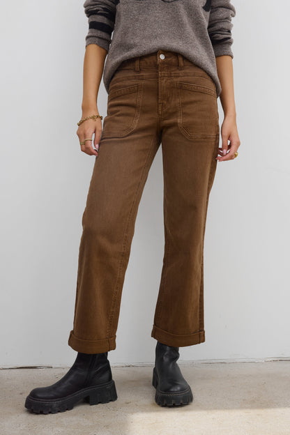 Amber Wide Leg Jeans in Brown - FINAL SALE