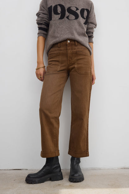 Amber Wide Leg Jeans in Brown - FINAL SALE