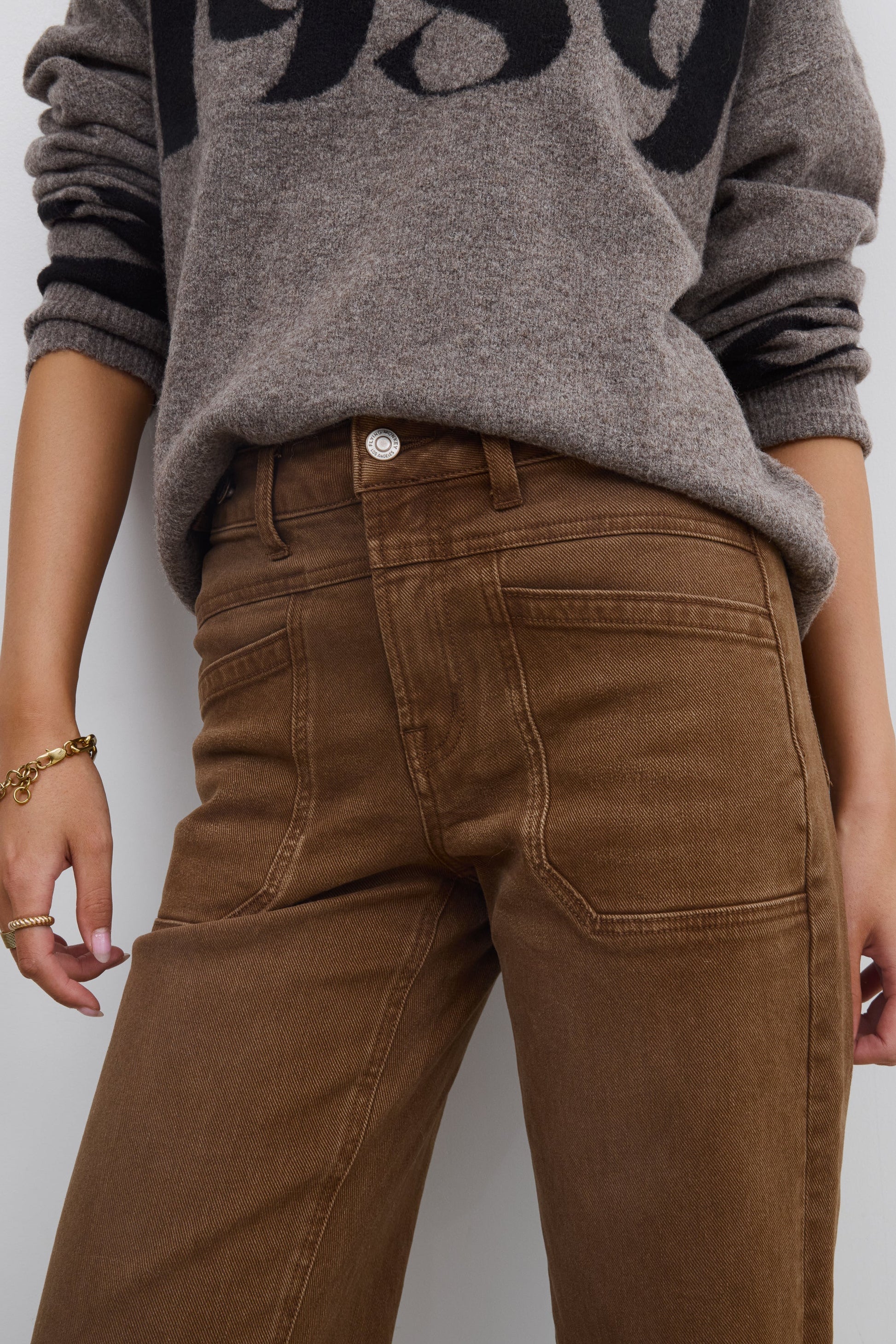 Amber Wide Leg Jeans in Brown - FINAL SALE